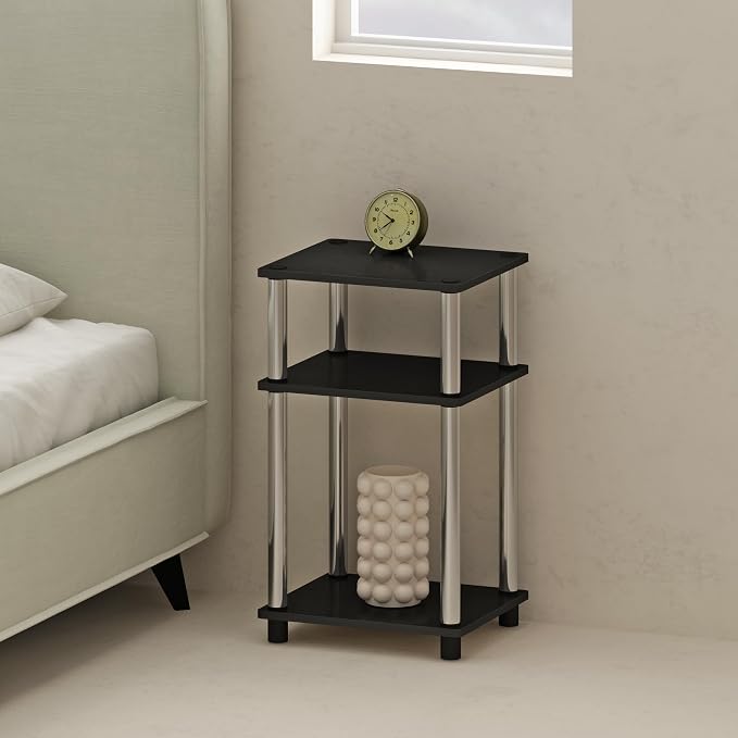 Furinno Just 3-Tier Turn-N-Tube Open Storage Nightstand, Stainless Steel Tubes - Image 4
