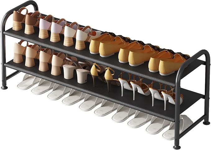 INGIORDAR Shoe Rack 2 Tier Long Storage Organizer Wide Metal Shoe Shelf by INGIORDAR