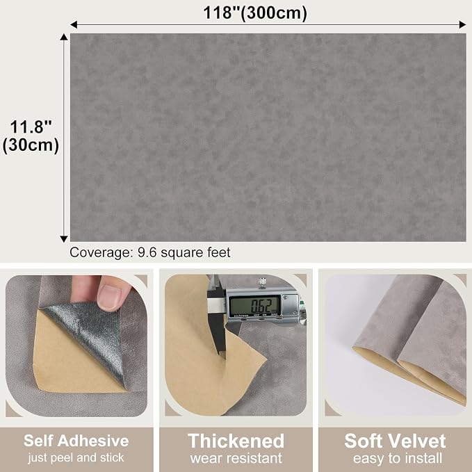Gray Self Adhesive Velvet Flock Liner Contact Paper - Image 7