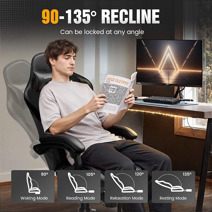 GTPLAYER Gaming Chair with Pocket Spring Cushion, Leather Office Chair with - Image 7