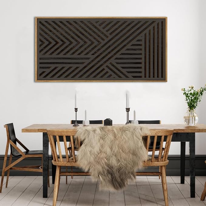 IARTTOP Extra Large Wood Black Wall Art 20x40 Inch Framed Abstract Geometric - Image 7