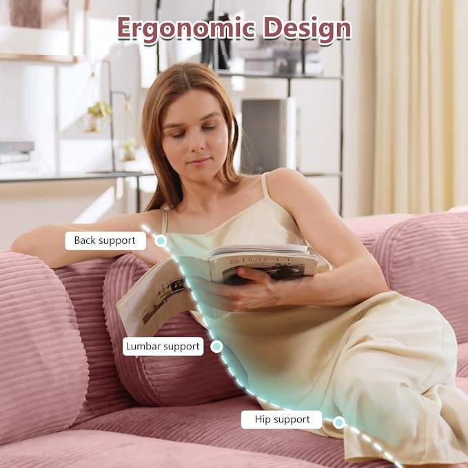 Boneless Sectional Couch, No Assembly Required, 117.3” L Shaped Modular Cloud - Image 4