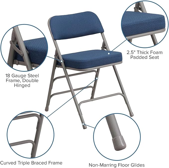 Flash Furniture 2 Pack HERCULES Series Premium Curved Triple Braced & Double - Image 6