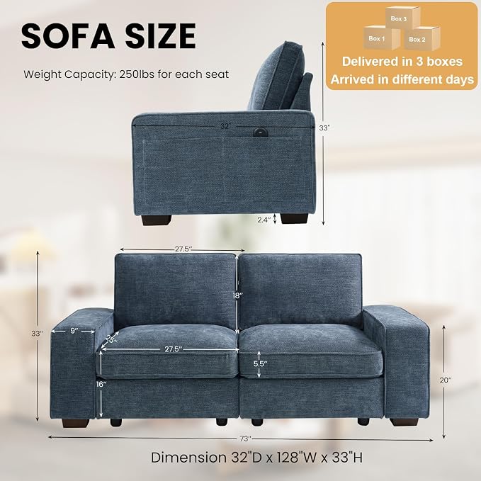 TEKAMON 73" Modular Sofa Couch - Image 2