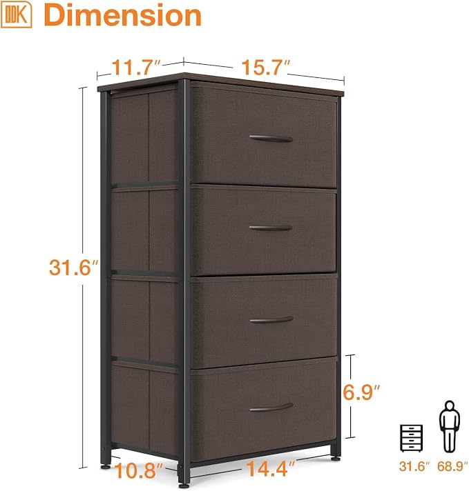 ODK Dresser for Bedroom with 4 Storage Drawers, Small Dresser Chest of Fabric - Image 3