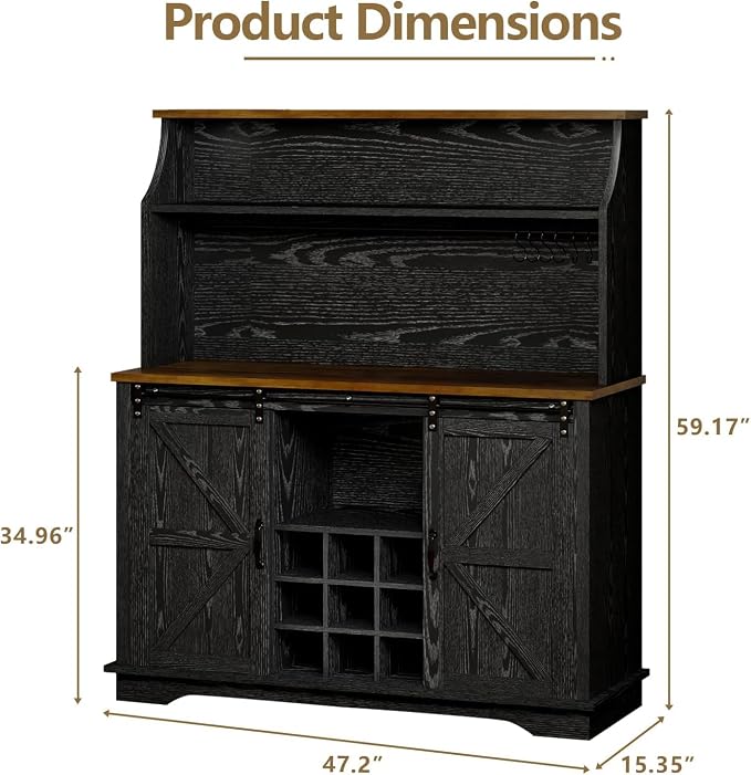 REVOMINCA 47 Inch Farmhouse Coffee Bar Cabinet - Image 2