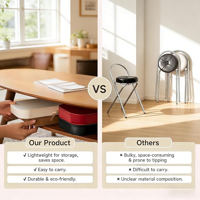 Folding Stool 660LB Load Capacity, 15.7" Home Furniture，Space-Saving Paper - Image 5