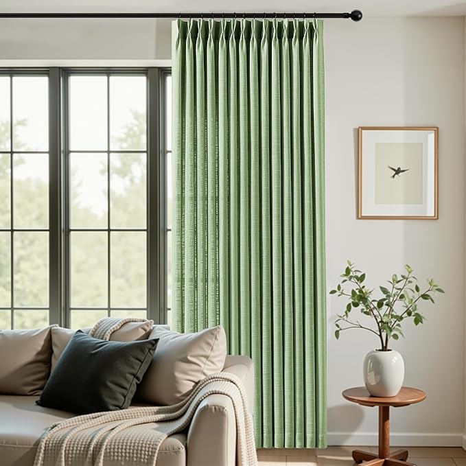 Sage Green Pinch Pleated Curtains 90 Inch Length 2 Panels - Image 6
