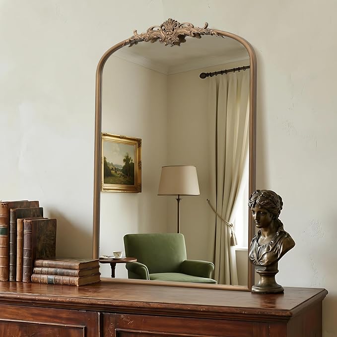 Besdomus Antique Gold Arched Mirror: 24"x36" French Large Arch Gold Vintage - Image 4