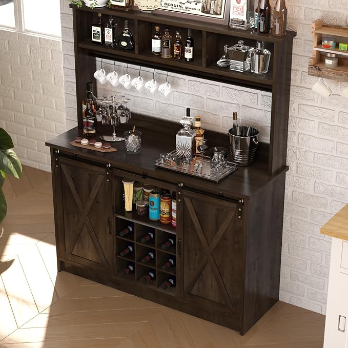4ever2buy Farmhouse Coffee Bar Cabinet - Image 3