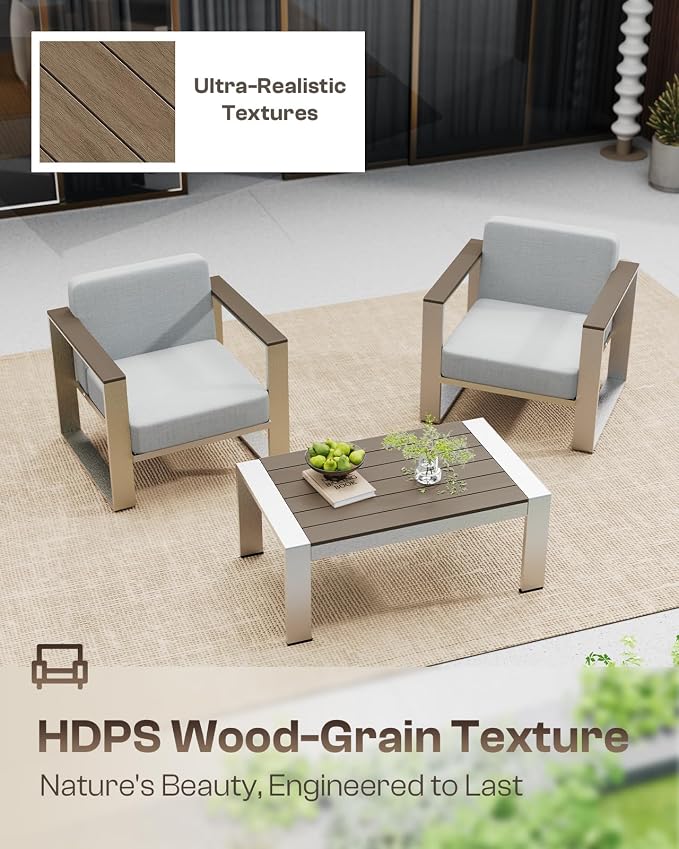 Outdoor Patio Furniture Set, 5 Seats Aluminum Patio Conversation Sets - Image 3