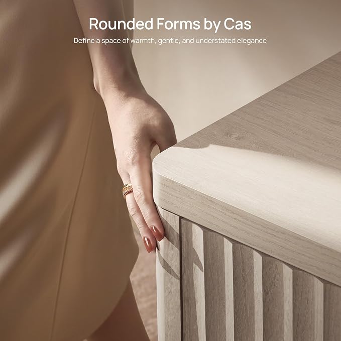 SICOTAS Buffet Cabinet with Storage Accent Sideboard with 8 Doors 132.6" Fluted - Image 4