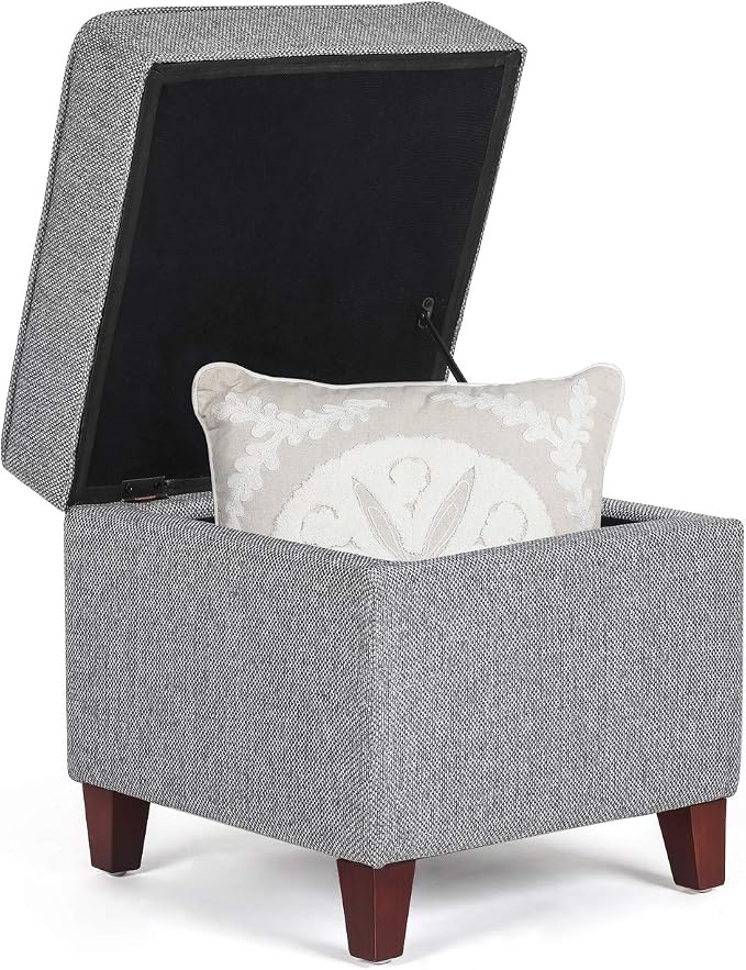 Adeco 17 Inch Square Linen Storage Ottoman - Image 8