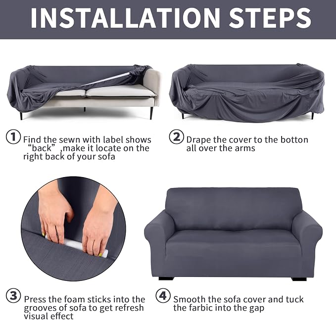 Peryiter 3 Pcs Couch and Loveseat Covers Set Sofa Cover - Image 3