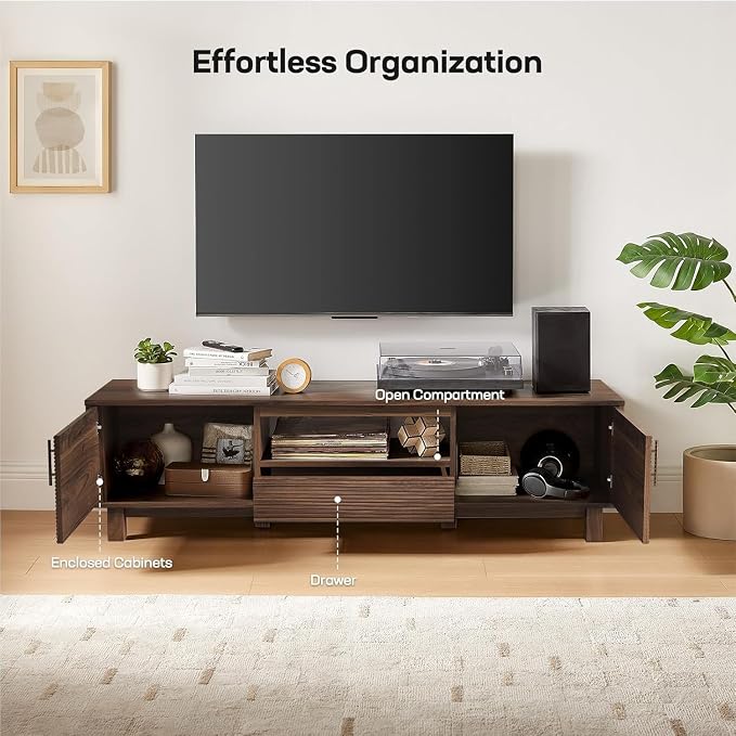 Amada 58" TV Stand for TVs up to 65 Inch, Fluted Entertainment Center - Image 7
