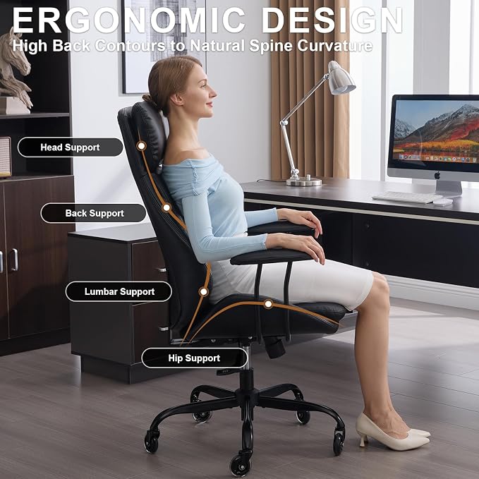 E-Motie Office Chair, Leather Desk Chair - Image 3