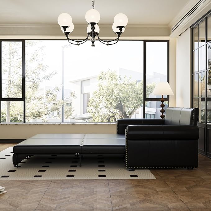 Faux Leather Sleeper Sofa Couch - Image 6