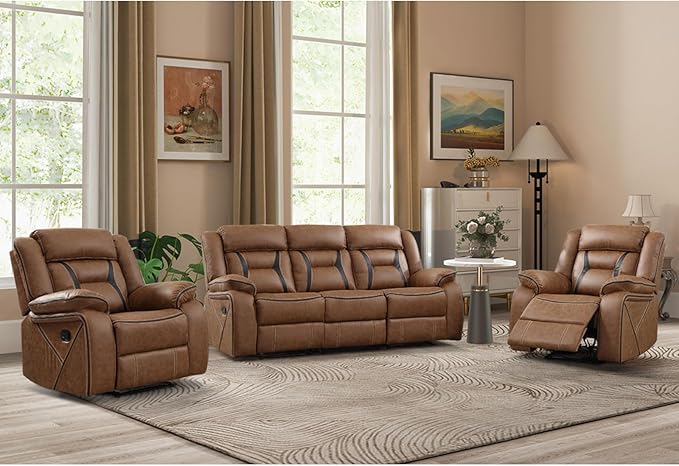 EBELLO Faux Leather Recliner Sofa Furniture Set by EBELLO
