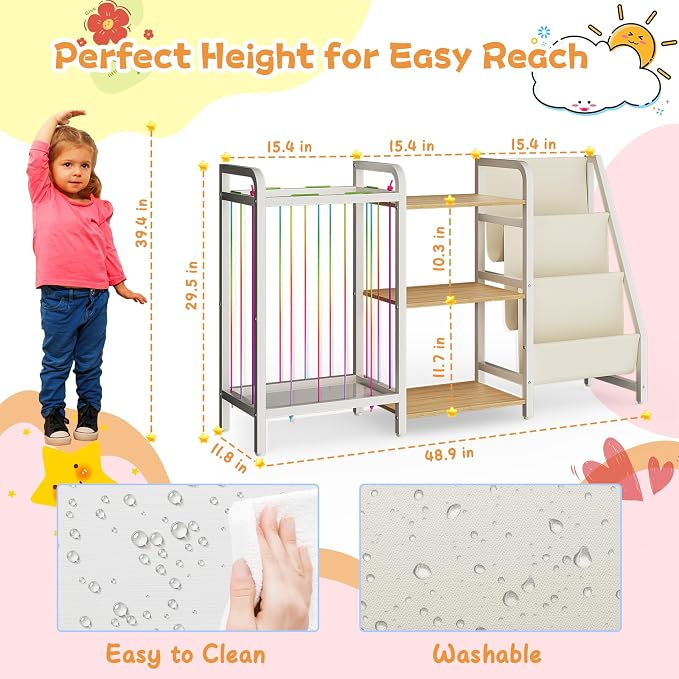 B1 Kids Bookshelf and Toy Storage, 3-Tier Book Shelf - Image 2