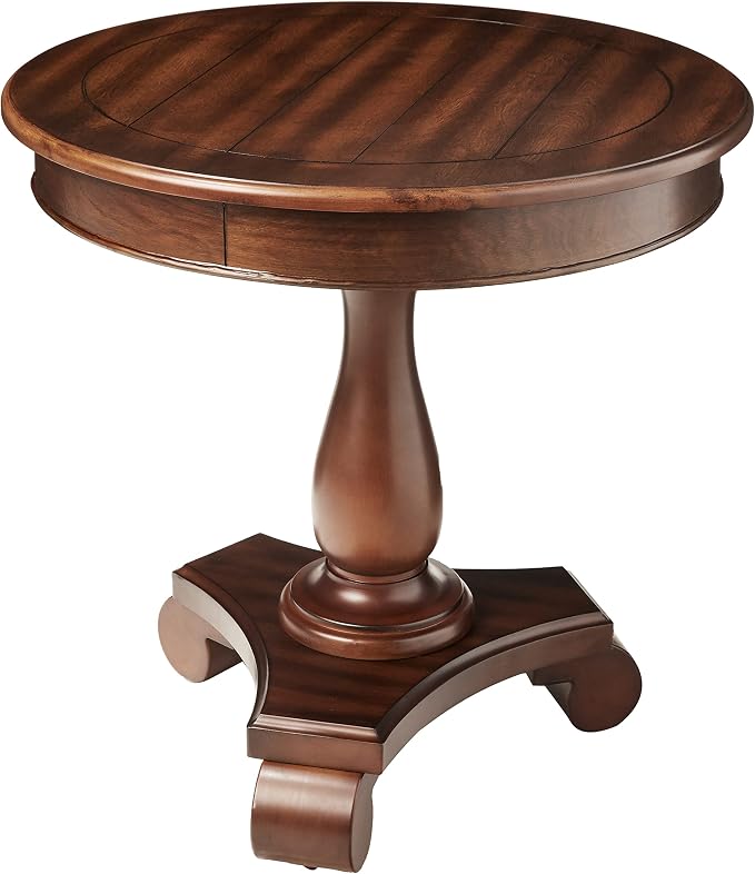 Roundhill Furniture Rene Round Wood Pedestal Side Table by RoundhillFurniture