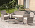 4-Piece Outdoor Furniture Set, PE Rattan Wicker Chairs by Unknown
