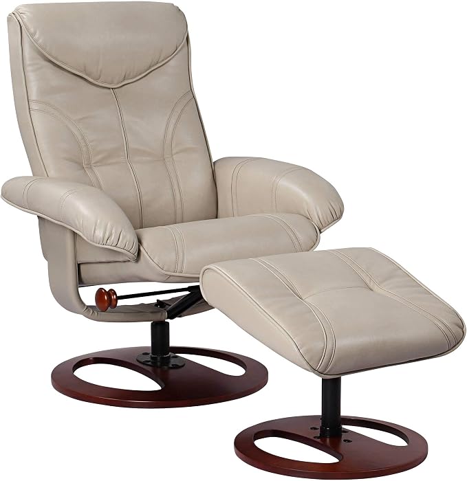 Benchmaster Newport Taupe Swivel Faux Leather Recliner Chair - Image 2