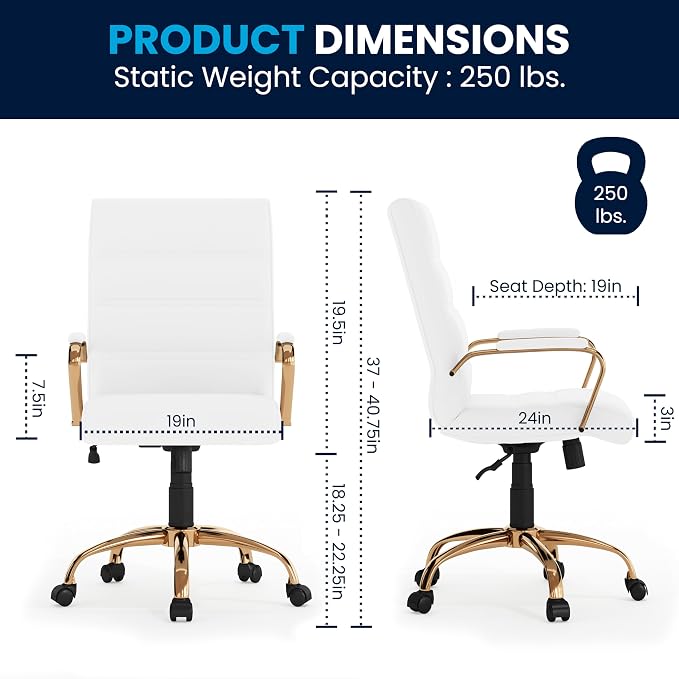 Flash Furniture Whitney Mid-Back Swivel LeatherSoft Desk Chair - Image 3