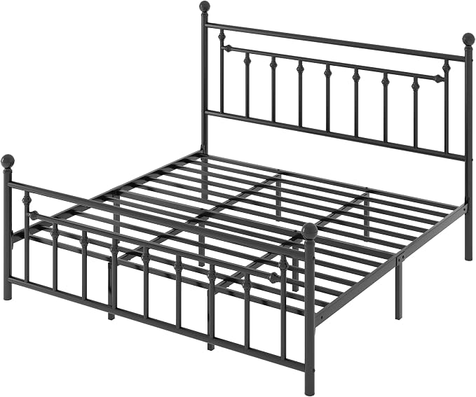 SHA CERLIN 14" King Size Metal Platform Bed Frame/Victorian Headboard and - Image 8