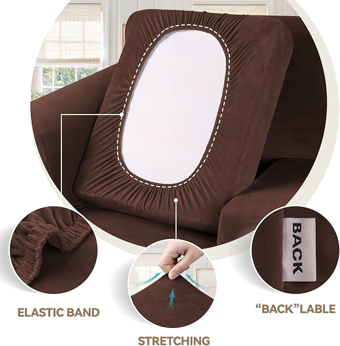 WEERRW 4 Pieces Velvet High Stretch Couch Covers - Image 3