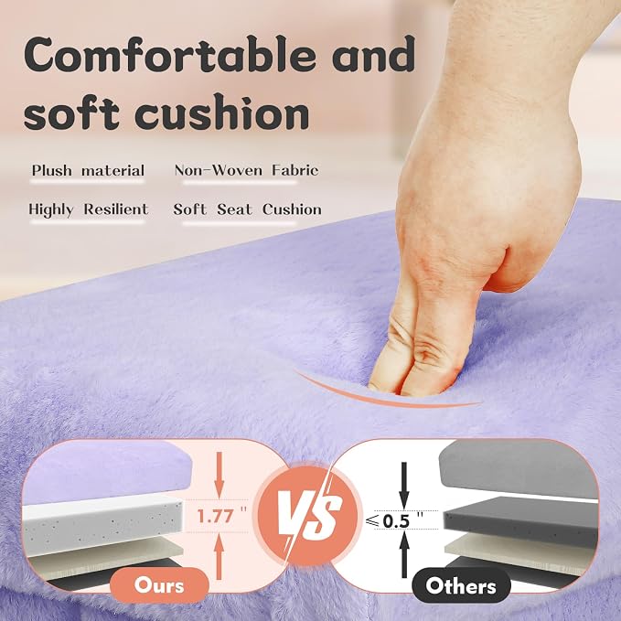 Small Ottoman with Storage, Folding Soft Fur Storage Foot Rest Stool with - Image 6