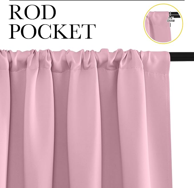 NICETOWN Window Curtains Blackout Drapes, Rouge Pink, 1 Pair, 52 by 84-Inch - Image 2