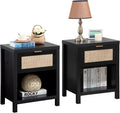 SICOTAS Rattan Night Stands Set of 2, Farmhouse Nightstand Bedside Table by SICOTAS
