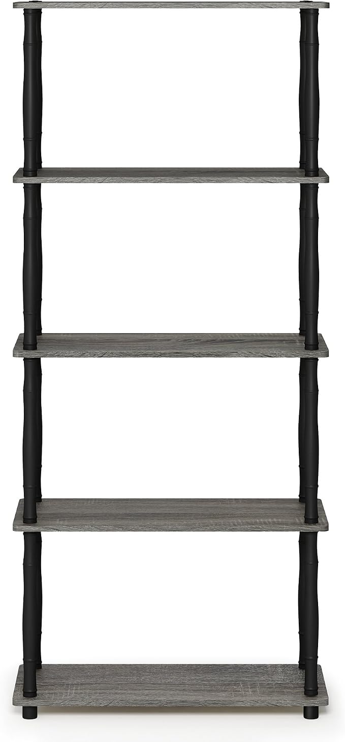 Furinno TURN-S-TUBE Storage Shelves, 5-Tier Book Shelf, Corner Shelf, Toolless - Image 6