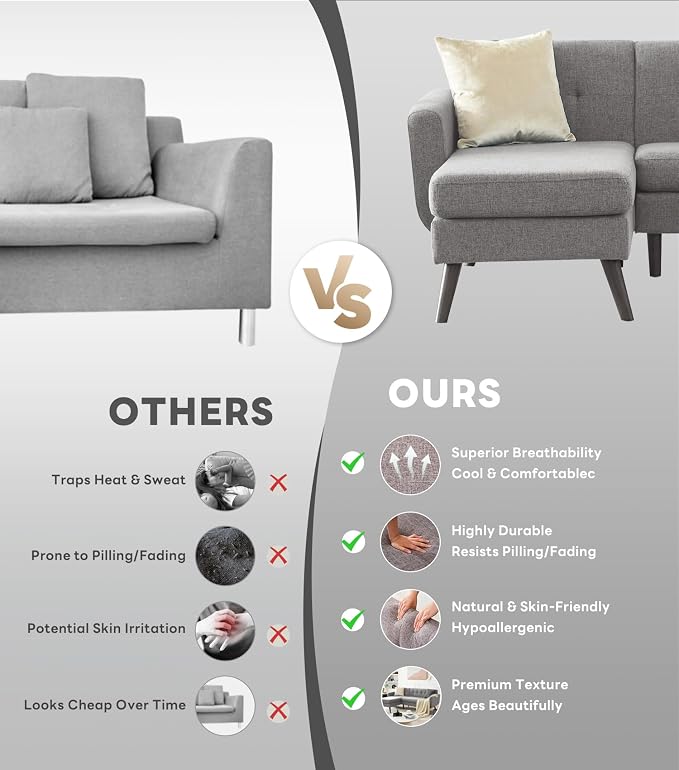 Kingfun L Shaped Couch, Sectional Couches, 3 Seater Sofas - Image 8