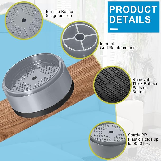 Bed Risers 1 inch, 2 inch, 3 inch, 4 inch Heavy Duty, Adjustable Furniture Riser - Image 5