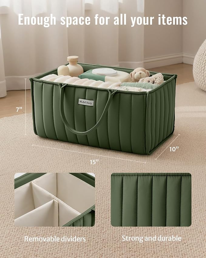 Blissful Diary Baby Diaper Caddy Organizer, Stylish Storage Basket - Image 3