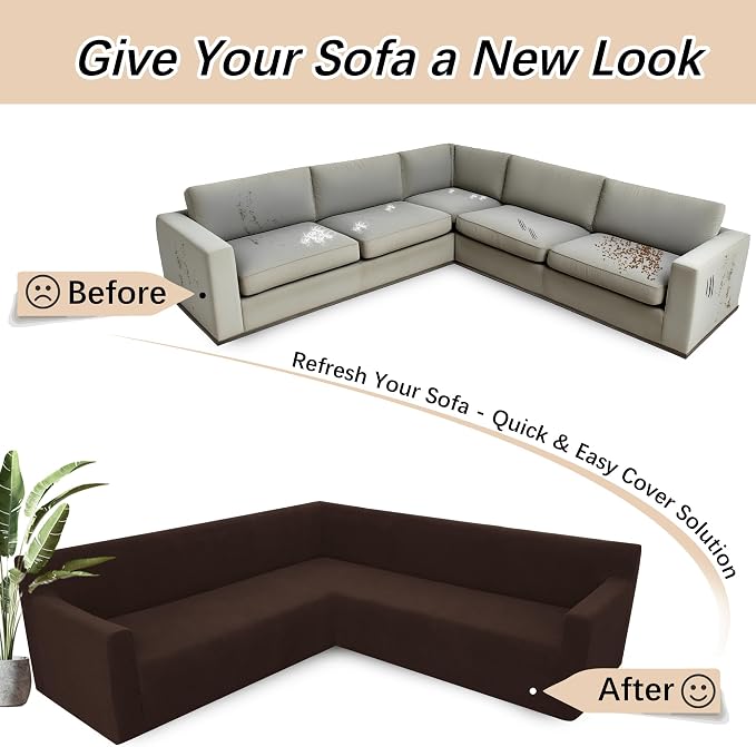 Arfntevss Stretch Sectional Couch Covers L Shaped Corner Sectional Sofa Cover - Image 6