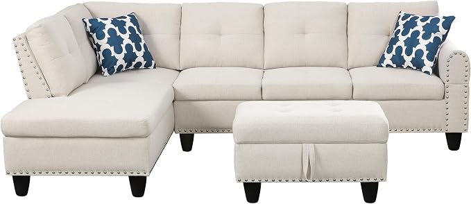Wakefit Sectional Sofa Couch, Modern 4-Seaters Living Room Furniture Sets - Image 3