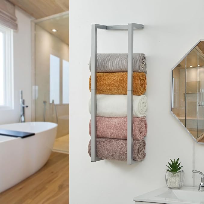 Wall Mounted Metal Bathroom Towel Rack by Roeveca
