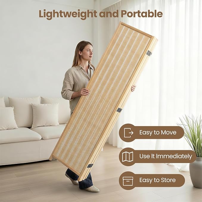 4 Panel Room Divider and Extra Wide Folding Privacy Screen, Bamboo Room Divider - Image 5