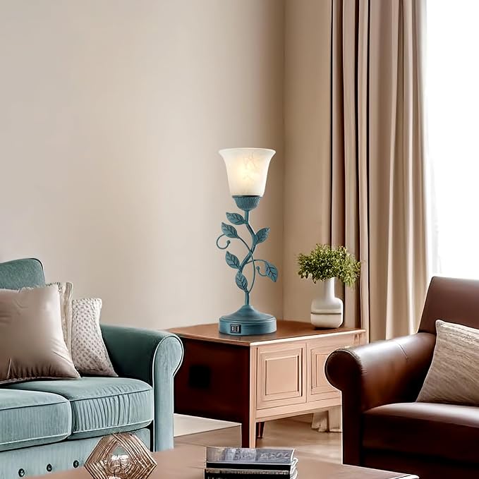 Vintage Touch Table Lamp for Living Room, 3-Way Dimmable Nightstand Lamp - Image 5