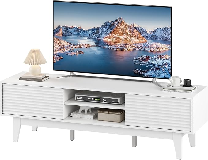 Fluted TV Stand for 55 65 Inch TV, Mid Century Modern Entertainment Center - Image 7