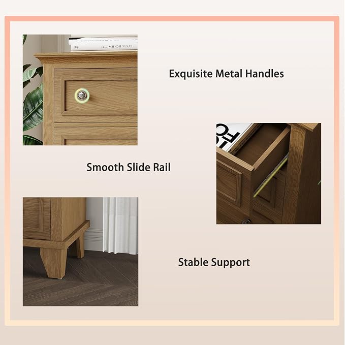 IDEALHOUSE 5 Drawer Dresser, Wooden Storage Chest of Drawers - Image 5