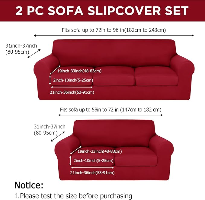 HunnmingRe Sofa Covers for 3 Cushion Couch Stretch Sofa and Loveseat Covers Set - Image 2