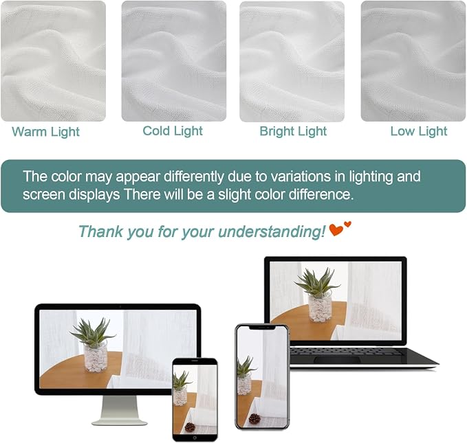 Chyhomenyc Semi Sheer Curtains 84 Inches Long 2 Panels Set, Light Filtering - Image 3