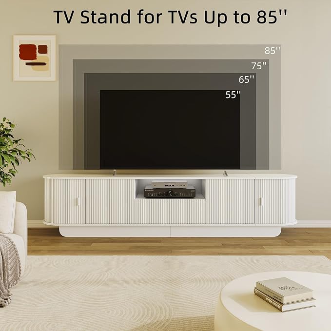 86.61'' Tambour TV Stand for 55-85 Inch, Modern Entertainment Center - Image 4