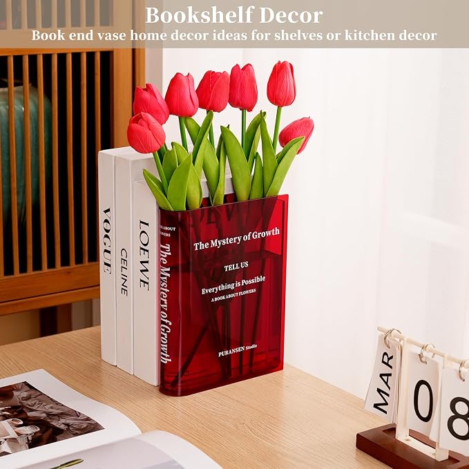 Puransen Red Book-Shaped Vase for Flowers - Image 2