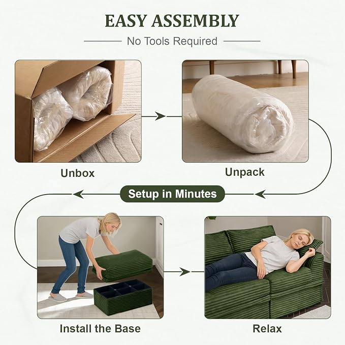 Upgrade Boneless Couch with Storage, Extra Deep&High Seat Modular Sectional - Image 9