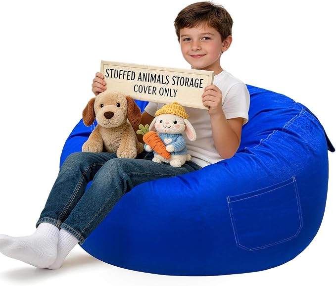 Lukeight Stuffed Animals Storage Bean Bag Chair Cover by Lukeight
