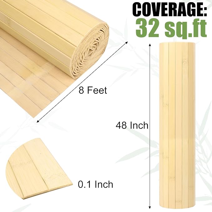 2 Pack Bamboo Wall Panel for Interior Wall Decor, Renewable Pole Wrap - Image 2